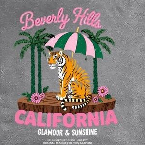 098 • Beverly Hills Graphic Tiger Tee in Pink